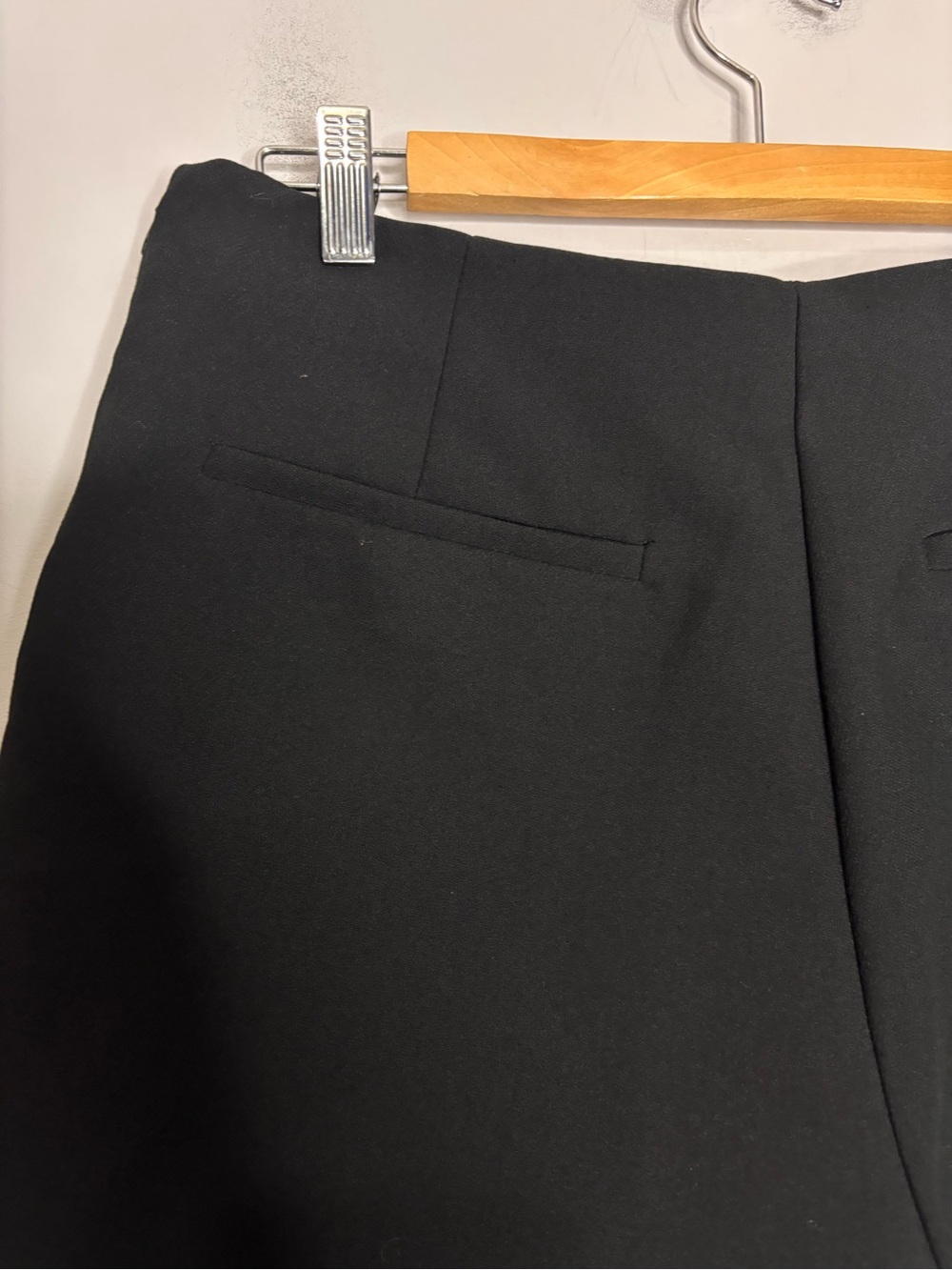 Zara Faux Wrap Front Black Mini Skort with Sleek Asymmetrical Hem, size L - Picture 8 of 13